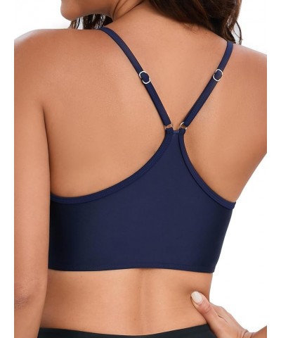 Women's Bikini Tops UPF 50+ Swimsuit Swim Sports Top Built in Removable Padded Adjustable Spaghetti Straps Swimsuit Navy $11....