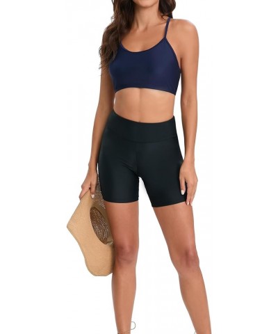 Women's Bikini Tops UPF 50+ Swimsuit Swim Sports Top Built in Removable Padded Adjustable Spaghetti Straps Swimsuit Navy $11....