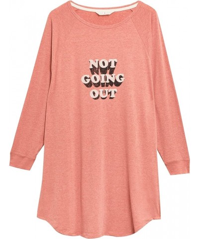 Women's Loungewear ''Not Going Out' Slogan Long Sleeve Nightshirt Pink Mix $10.48 Sleep & Lounge