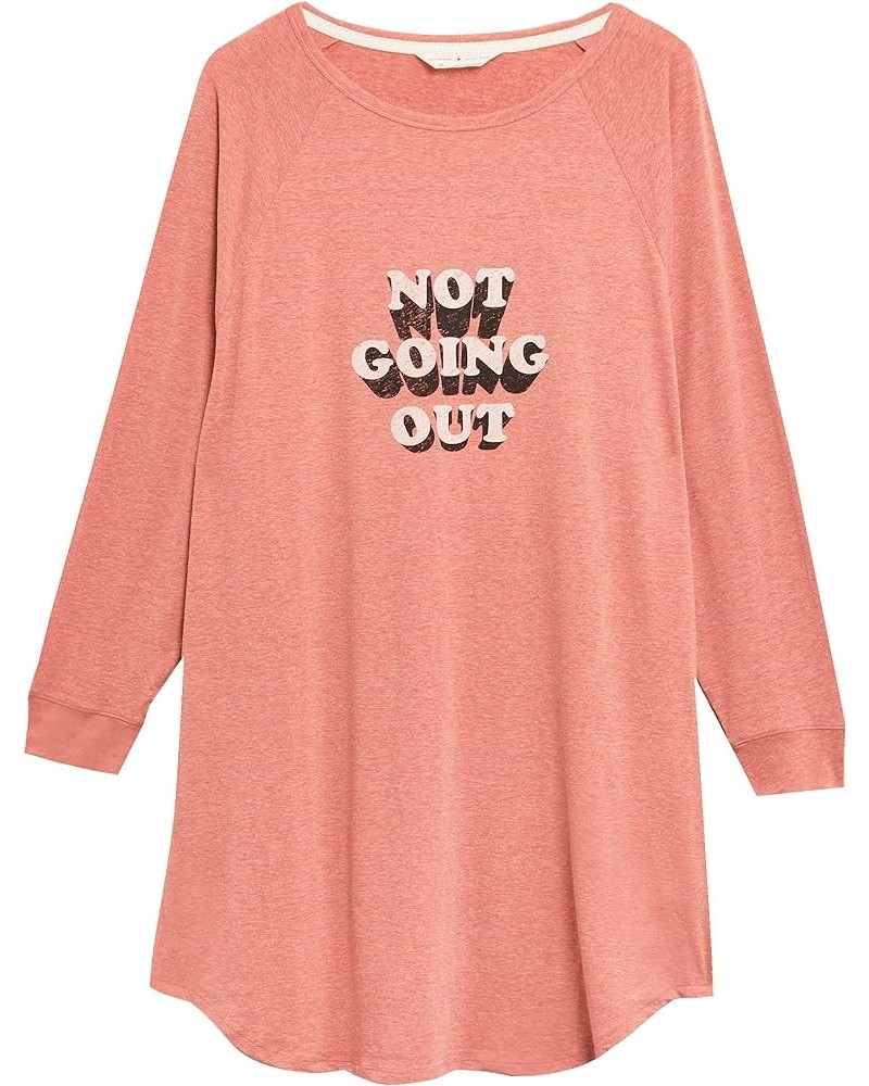 Women's Loungewear ''Not Going Out' Slogan Long Sleeve Nightshirt Pink Mix $10.48 Sleep & Lounge