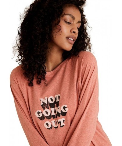 Women's Loungewear ''Not Going Out' Slogan Long Sleeve Nightshirt Pink Mix $10.48 Sleep & Lounge