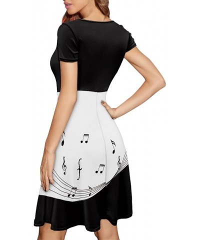 Women's Van Gogh 3D Print Crew Neck Unique Flared A-Line Skater Casual Dress Musical Note $15.11 Dresses