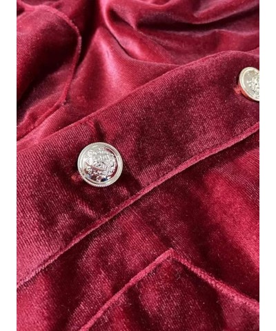 Women's Solid Long Sleeve Velvet Jacket Open Front Cardigan Coat with Pockets Outerwear 05burgundy $19.74 Jackets