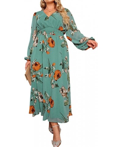 Simplee Women Boho Floral Maxi Dress Flowy Casual V Neck Short Sleeve Wedding Guest Holiday Beach Long Dress Print-Plus Size ...