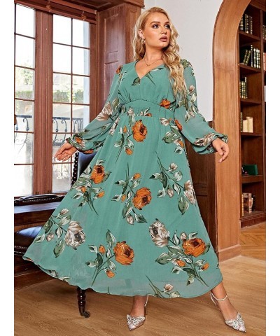 Simplee Women Boho Floral Maxi Dress Flowy Casual V Neck Short Sleeve Wedding Guest Holiday Beach Long Dress Print-Plus Size ...