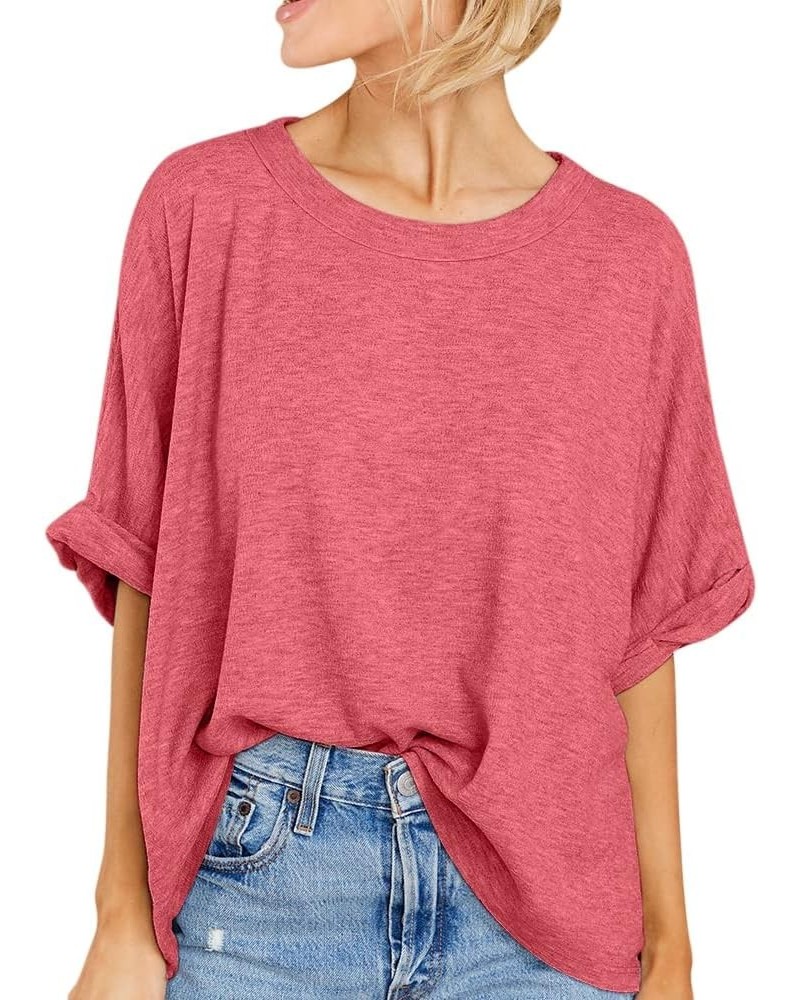 Women Oversized T Shirt Short Sleeve Loose Casual Basic Shirts Summer Tee Tops Red $15.07 T-Shirts