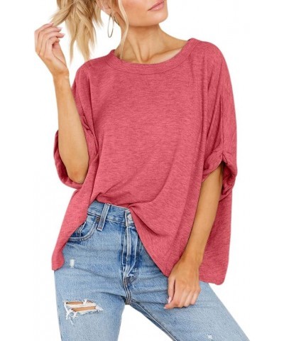 Women Oversized T Shirt Short Sleeve Loose Casual Basic Shirts Summer Tee Tops Red $15.07 T-Shirts