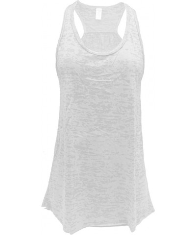 Flowy Racerback Tank Top, Burnout Colors, Regular and Plus Sizes (L, White) $11.21 Tanks