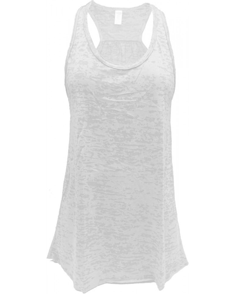 Flowy Racerback Tank Top, Burnout Colors, Regular and Plus Sizes (L, White) $11.21 Tanks