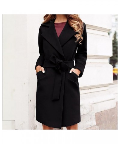 Womens Trench Coats Long Plus Size Casual Overcoat Trendy Elegant Jacket Classic Lapel Windbreaker with Belt 05-black $10.45 ...