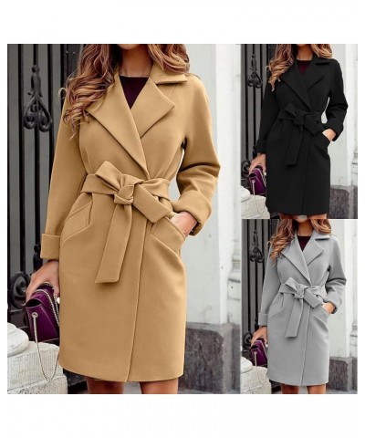 Womens Trench Coats Long Plus Size Casual Overcoat Trendy Elegant Jacket Classic Lapel Windbreaker with Belt 05-black $10.45 ...