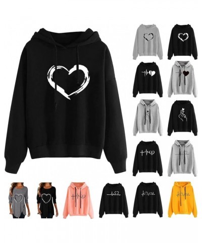 Women's Graphic Hoodies Heart Print Long Sleeve Pullover Hoodie Sweatshirt Tops Shirts A-black $5.71 Hoodies & Sweatshirts