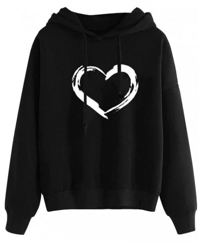 Women's Graphic Hoodies Heart Print Long Sleeve Pullover Hoodie Sweatshirt Tops Shirts A-black $5.71 Hoodies & Sweatshirts