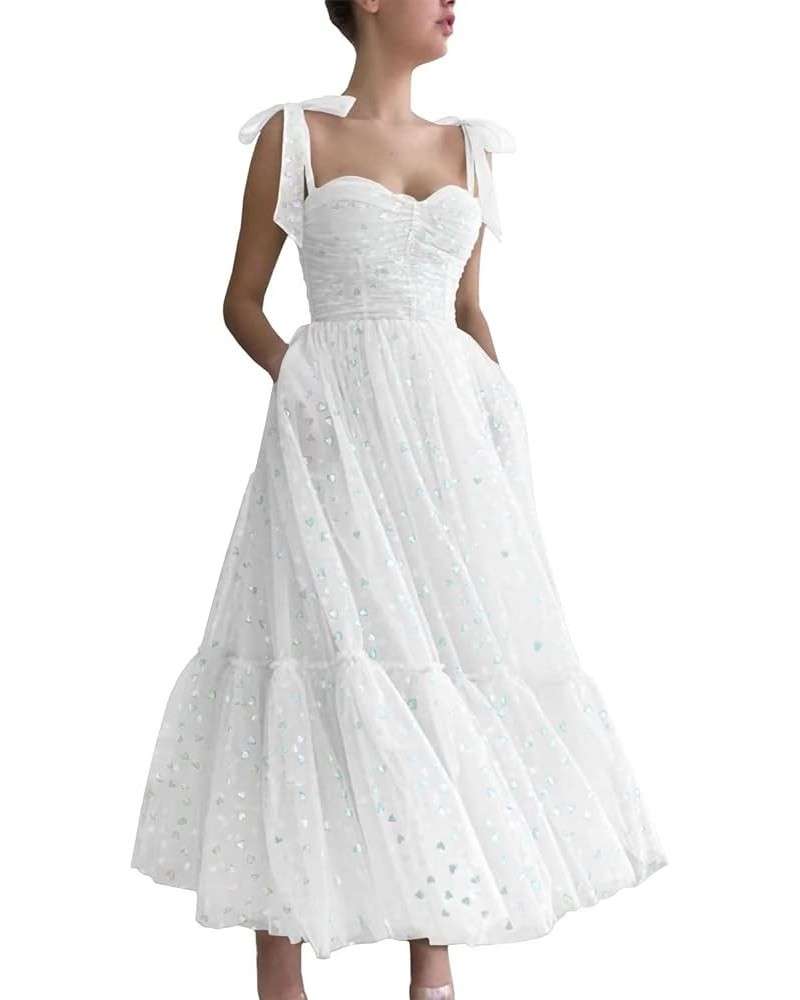 Hearty Tulle Prom Dresses Tea Length Spaghetti Straps Formal Evening Party Gowns for Women 01-sleeveless-white $36.91 Dresses