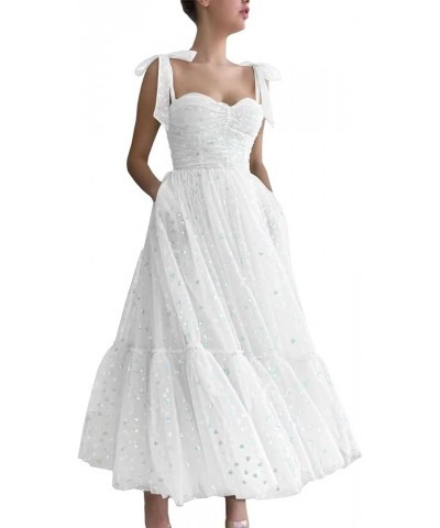 Hearty Tulle Prom Dresses Tea Length Spaghetti Straps Formal Evening Party Gowns for Women 01-sleeveless-white $36.91 Dresses