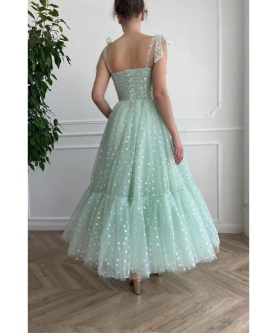 Hearty Tulle Prom Dresses Tea Length Spaghetti Straps Formal Evening Party Gowns for Women 01-sleeveless-white $36.91 Dresses