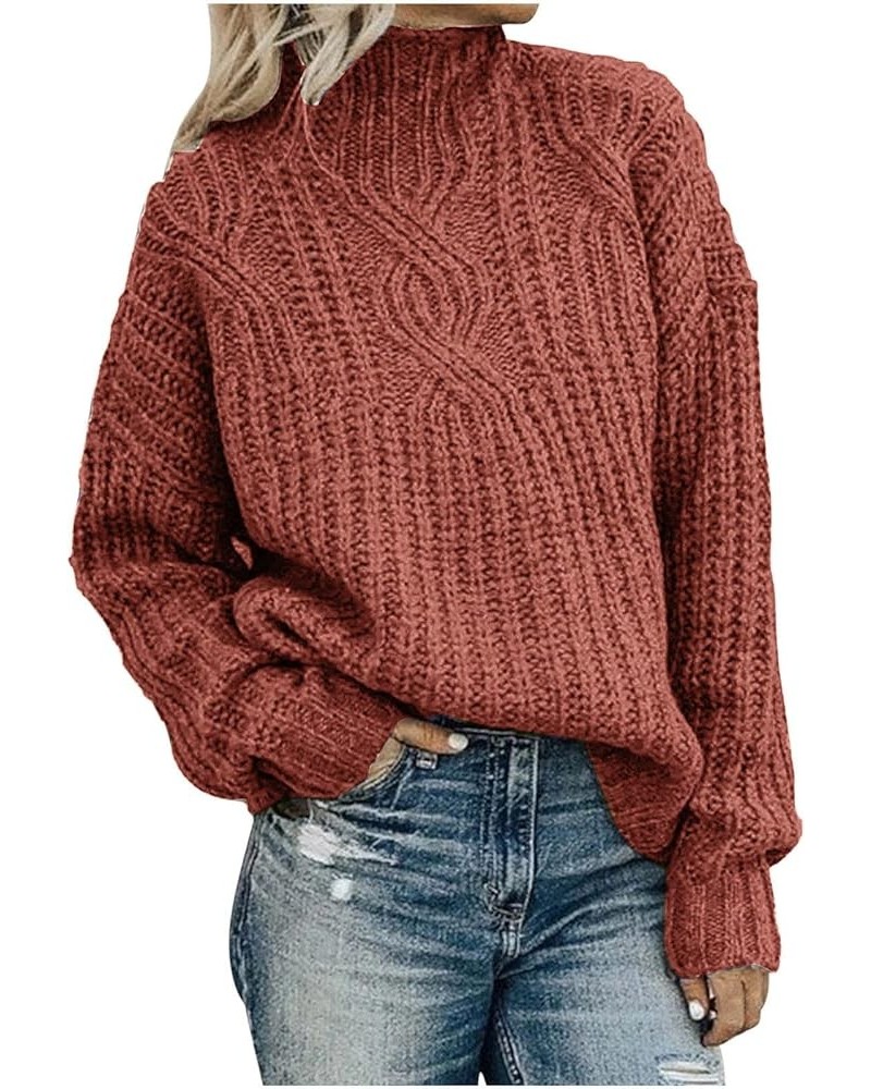 Women's Long Sleeve Turtleneck Sweaters Fashion Cable Knitted Pullover Oversized Loose Slouchy Fall Winter Warm Jumper Tops R...