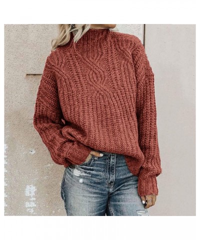 Women's Long Sleeve Turtleneck Sweaters Fashion Cable Knitted Pullover Oversized Loose Slouchy Fall Winter Warm Jumper Tops R...