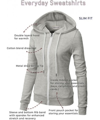 Women's Slim Fit Zip Up Hoodie Lightweight Long Sleeve Kangaroo Pocket Basic Casual wear Oscwohol030-cornflower $16.91 Hoodie...