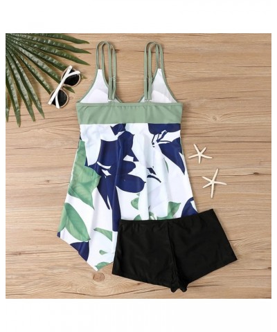 High Waisted Bikini Sets for Women Swimsuit Two Pieces Mesh Skirt-Style Boxer Shorts Swimwear Bathing Suits E-green $13.79 Ot...