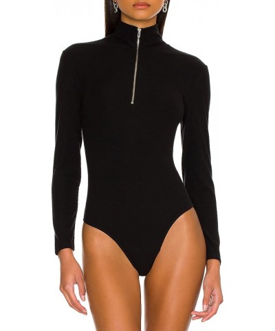 May&Maya Women's Zip Front Turtleneck Bodysuit Jumpsuit Leotard Black $12.95 Bodysuits