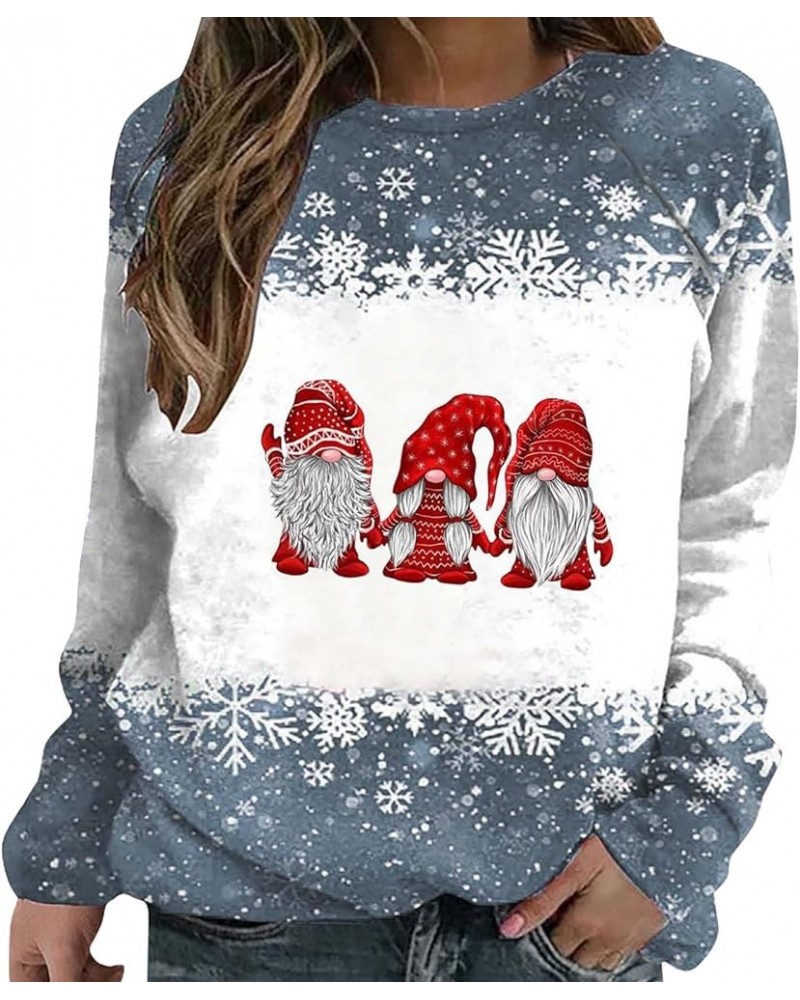 Ugly Christmas Sweatshirts for Women Xmas Graphic Printed Shirt Christmas Long Sleeve Fuzzy Pullover Sweater Tops A1 Dark Gra...