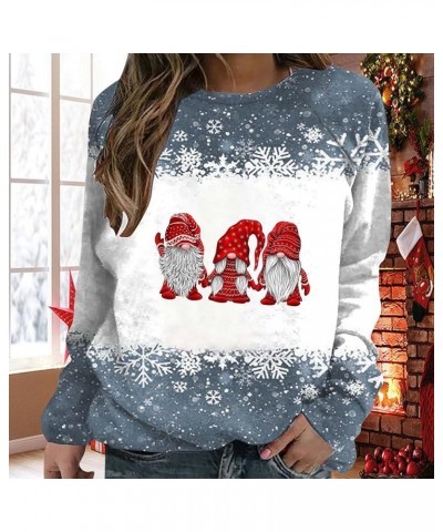 Ugly Christmas Sweatshirts for Women Xmas Graphic Printed Shirt Christmas Long Sleeve Fuzzy Pullover Sweater Tops A1 Dark Gra...