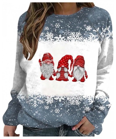 Ugly Christmas Sweatshirts for Women Xmas Graphic Printed Shirt Christmas Long Sleeve Fuzzy Pullover Sweater Tops A1 Dark Gra...