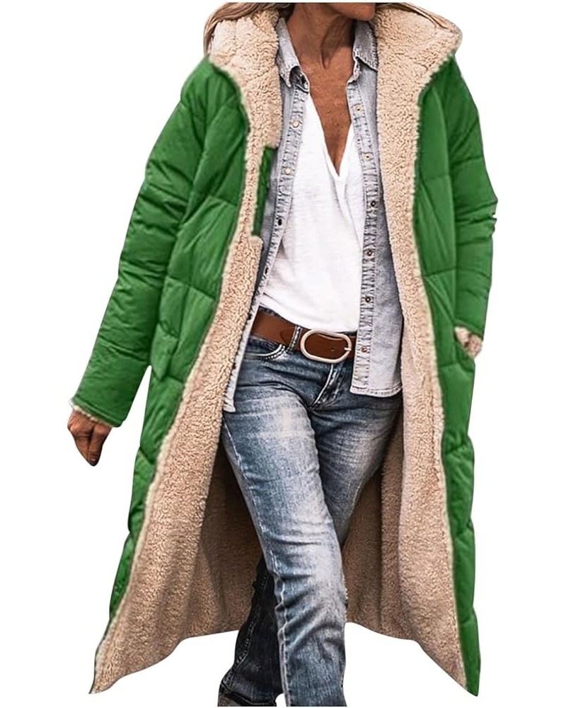 Winter Jackets For Women 2023 Trendy Casual Sherpa Lined Open Front Hooded Long Coat Fuzzy Warm Long Sleeve Reversible Coat A...