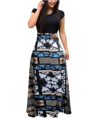 Dresses for Women 2024 Short/Long Sleeve Floral Maxi Long Dress Fashion Casual Summer Sun Boho Dresses D-gray $9.71 Others