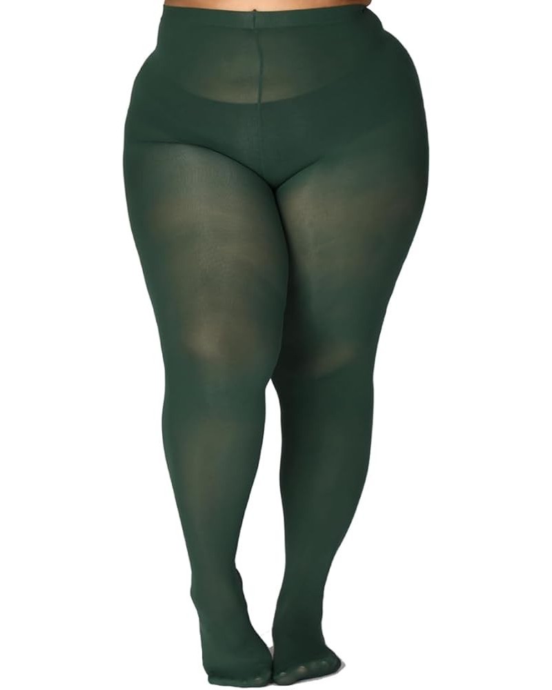 Ultra Plus Size Tights for Women Up To 6x, Semi Opaque Control Top Nylon Pantyhose,High Waist Fashion Stockings Dark Green*1 ...