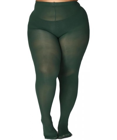 Ultra Plus Size Tights for Women Up To 6x, Semi Opaque Control Top Nylon Pantyhose,High Waist Fashion Stockings Dark Green*1 ...