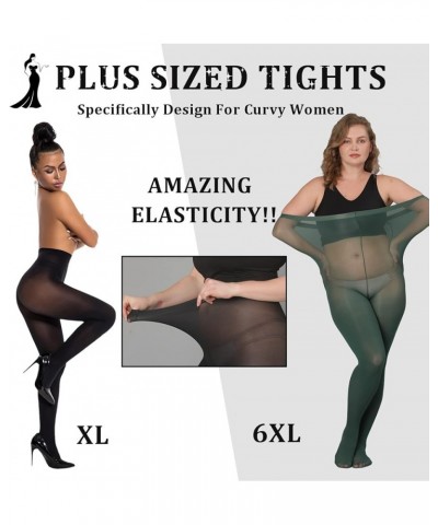 Ultra Plus Size Tights for Women Up To 6x, Semi Opaque Control Top Nylon Pantyhose,High Waist Fashion Stockings Dark Green*1 ...