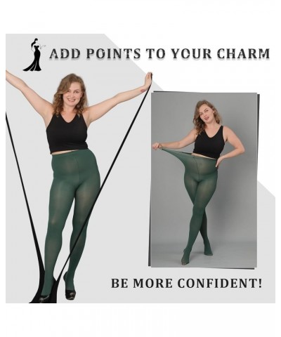 Ultra Plus Size Tights for Women Up To 6x, Semi Opaque Control Top Nylon Pantyhose,High Waist Fashion Stockings Dark Green*1 ...