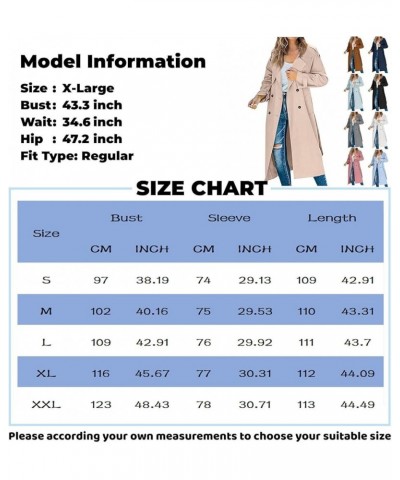 Plus Size Trench Coats for Women Double Breasted Lapel Wool Blend Mid Long Pea Trench Solid Grace Windproof Overcoats 02-sky ...