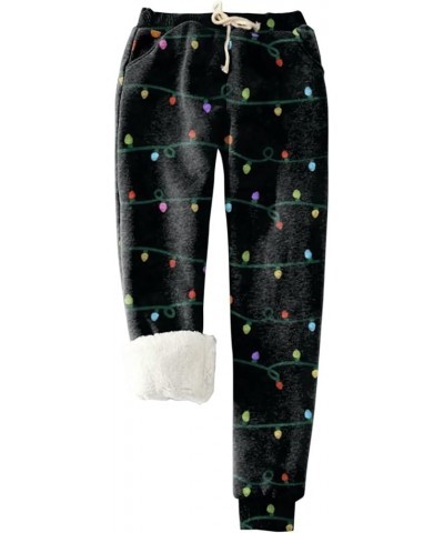 Christmas Women's Fleece Sweatpants Sherpa Lined Winter Warm Athletic Jogger Xmas Snowflake Printed Thermal Pants Black-001 $...