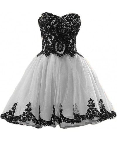 Women's Sweetheart Appliques Short Prom Dress Tulle Homecoming Cocktail Dresses Silver $24.40 Dresses