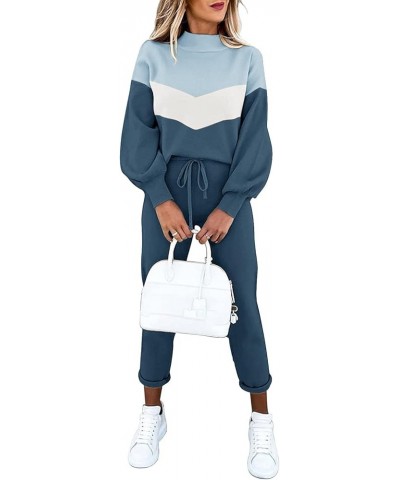 Women's 2 Piece Lounge Sets Outfits Long Sleeve Sweatshirt and Sweatpants Sweatsuit Pj-blue $23.02 Activewear