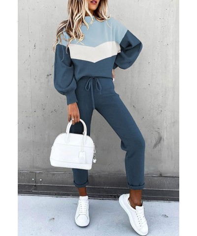 Women's 2 Piece Lounge Sets Outfits Long Sleeve Sweatshirt and Sweatpants Sweatsuit Pj-blue $23.02 Activewear