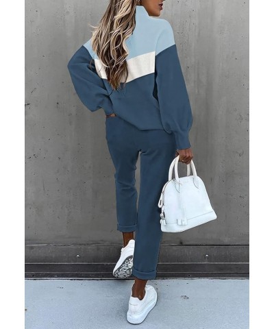 Women's 2 Piece Lounge Sets Outfits Long Sleeve Sweatshirt and Sweatpants Sweatsuit Pj-blue $23.02 Activewear