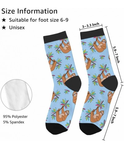 Crew Socks for Woman Size 6-8 Tropical Wildlife Bright Teal Girls Socks Cute Sloth $6.50 Activewear