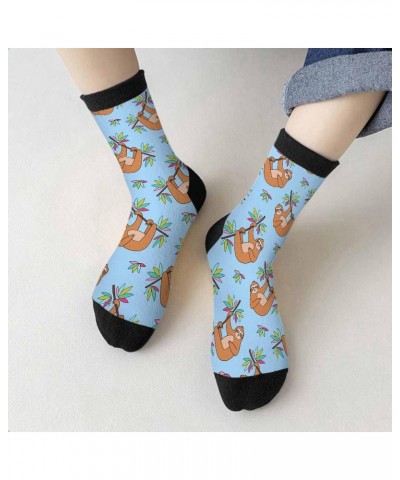 Crew Socks for Woman Size 6-8 Tropical Wildlife Bright Teal Girls Socks Cute Sloth $6.50 Activewear