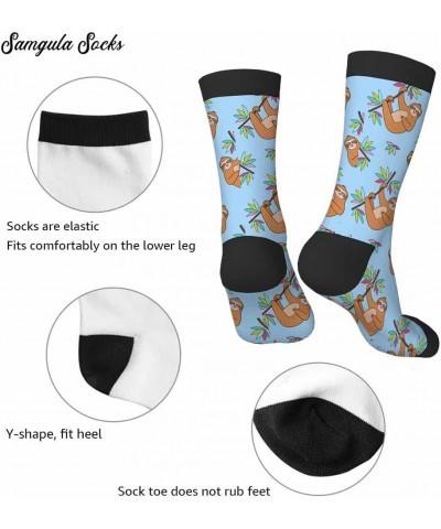 Crew Socks for Woman Size 6-8 Tropical Wildlife Bright Teal Girls Socks Cute Sloth $6.50 Activewear