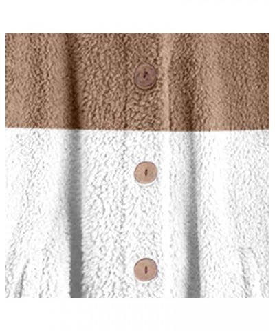 Sherpa Pullover Fuzzy Fleece Hoodies for Women Warm Winter Plus Size Cute Button Hooded Sweatshirt Tops Teddy 2-khaki $12.95 ...