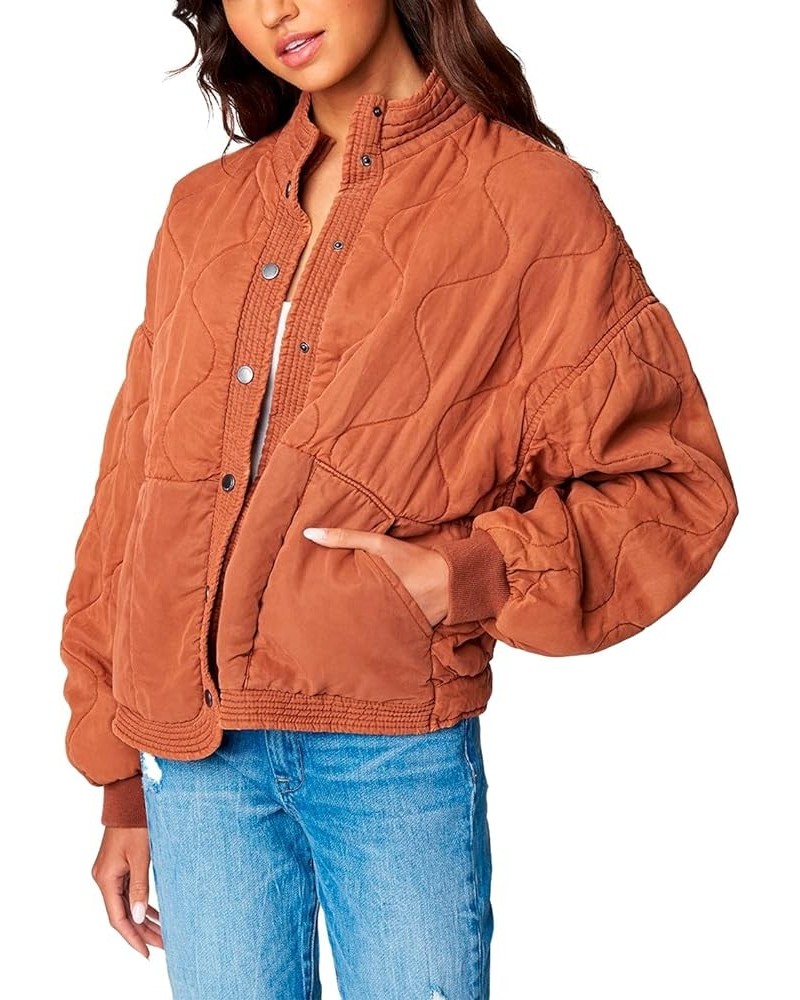 Womens Luxury Clothing Tencel Drop Shoulder Quilted Jacket Nutmeg $38.95 Jackets