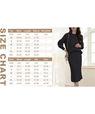 Women's Two Piece Sweater Skirt Sets Knit Sweater Top Bodycon Skirt 2 Piece Outfits Grey $18.92 Sweaters