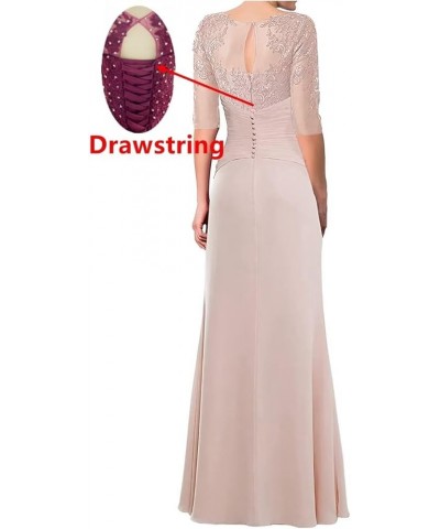 Women's Laces Appliques Mother of The Bride Dresses with Sleeves Long Chiffon Wedding Guest Dresses Plum $30.75 Dresses