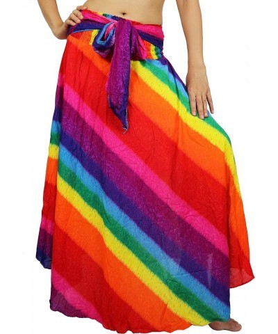 Women Long Bohemian Maxi Skirts Midi Dress US Size 0-16 Rainbow Pink $13.51 Skirts