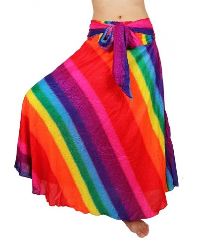 Women Long Bohemian Maxi Skirts Midi Dress US Size 0-16 Rainbow Pink $13.51 Skirts