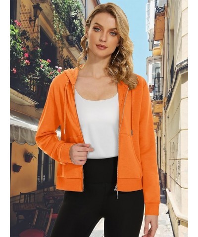 Women's Full Zip Hoodies Fleece Lined Sweatshirts Crop Tops Long Sleeve Jackets with Pockets Orange $21.83 Hoodies & Sweatshirts